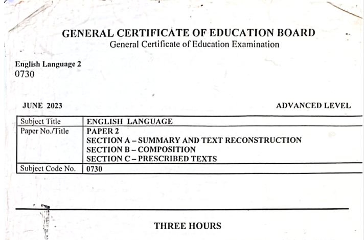 GCE Advanced Level English Language Paper 2 – June 2023
