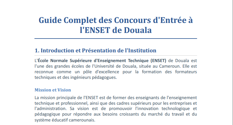 Présentation structuré de l'enset de douala