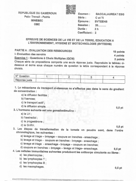 Bac C, TI - 2025- SVT+ Corrigé