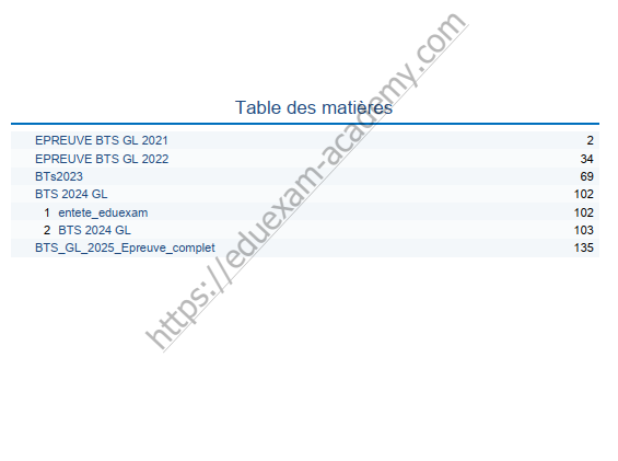 BTS gl  épreuve complet 2021 - 2025 pdf
