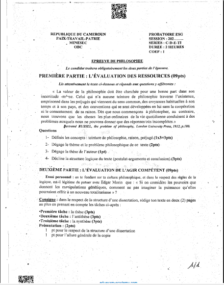 Probatoire C 2025 - Philo