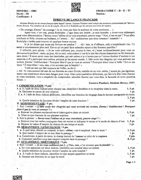 Probatoire TI 2025 -Langue Française